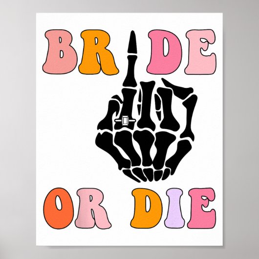 Bruid of sterf Skelet Ring Vinger Retro Bacheloret Poster (Voorkant)