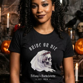 Bruid of Sterf Skelet Schedel Halloween Bacheloret T-shirt