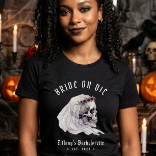 Bruid of Sterf Skelet Schedel Halloween Bacheloret T-shirt