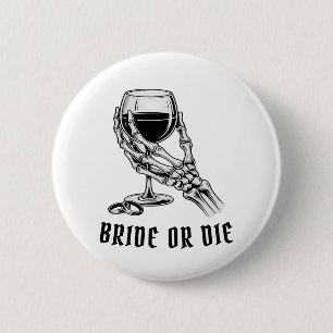 Bruid of Sterf Skeleton Bachelorette-feestje knoop Ronde Button 5,7 Cm