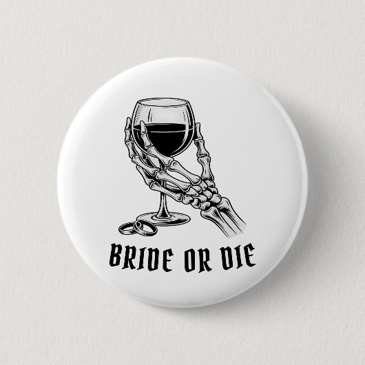 Bruid of Sterf Skeleton Bachelorette-feestje knoop Ronde Button 5,7 Cm (Voorkant)