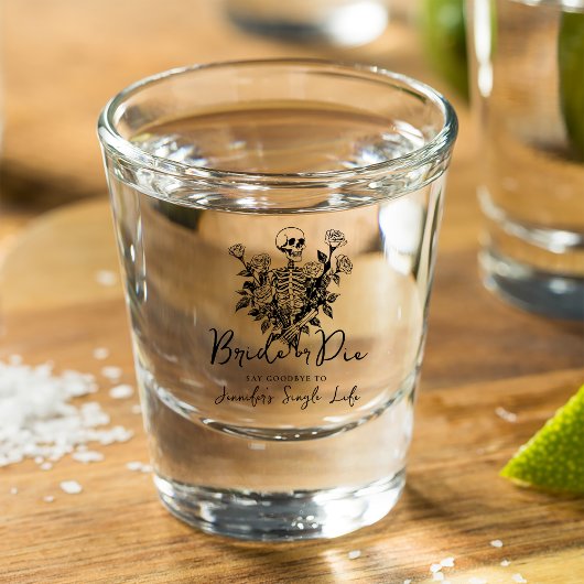 Bruid of Sterf Skeletrozen Bachelorette-feest Shot Glas