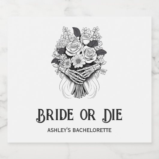 Bruid of Sterven Halloween Bachelorette-feest Sparkling Wijnetiket (Enkel label)