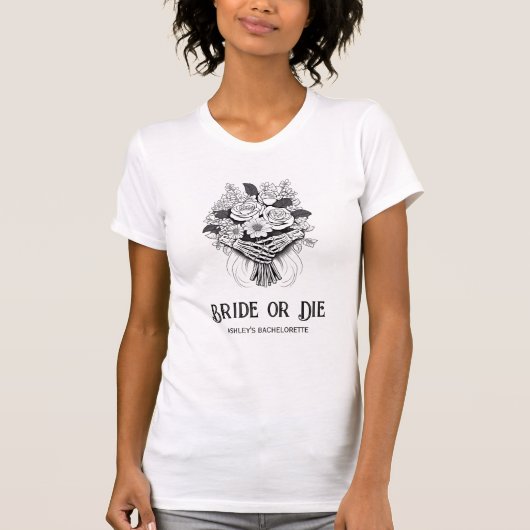 Bruid of Sterven Halloween vrijgezellenfeest T-shirt (Voorkant)