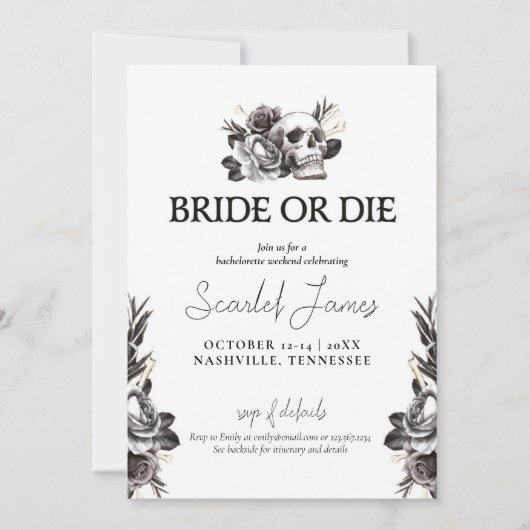 Bruid of sterven tot de dood Doe ons partij vrijge Kaart (Voorkant)