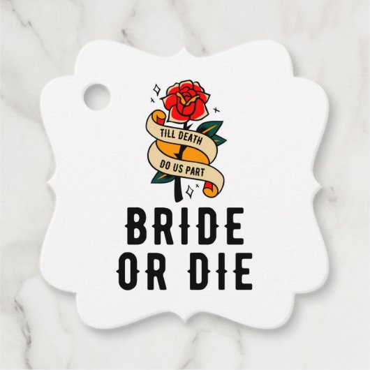 Bruid of sterven tot de dood ons scheidt Bruidsmeu Bedankjes Labels (Voorkant)