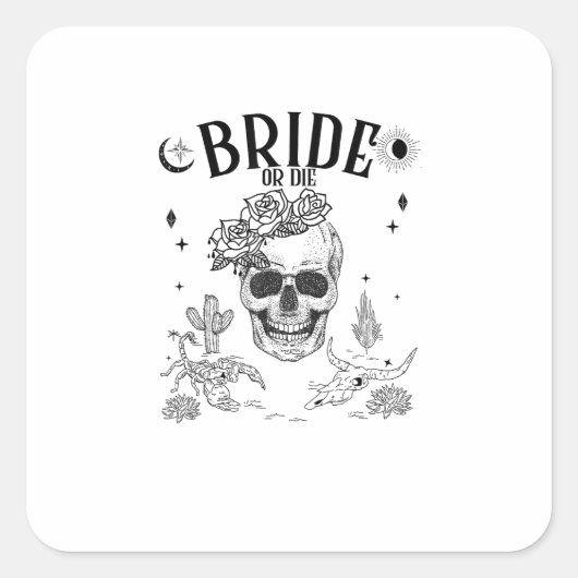 Bruid Of Sterven Totdat De Dood Ons Scheidt Gothis Vierkante Sticker (Voorkant)