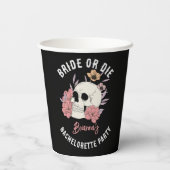 Bruid of sterven zwart retro schedel vrijgezellenf papieren bekers (Achterkant)