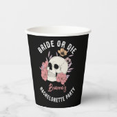 Bruid of sterven zwart retro schedel vrijgezellenf papieren bekers (Voorkant)