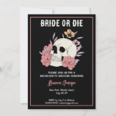 Bruid of sterven zwarte schedel bachelorette weeke kaart (Voorkant)