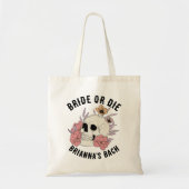 Bruid of sterven zwarte schedel vrijgezellen tote bag (Voorkant)