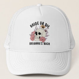 Bruid of sterven zwarte schedel vrijgezellenfeest  trucker pet