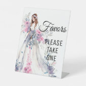 Bruid om Elegant Wit Jurk Favorieten Tafelteken Reclamebord Met Voetstuk (Voorkant)