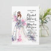 Bruid om Elegant Wit Jurk Vrijgezellenfeest Kaart (Staand voorkant)