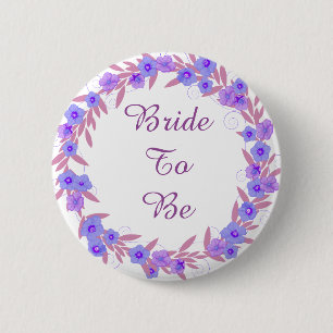 Bruid om lavendel bloemenkrans ronde button 5,7 cm