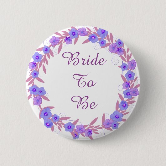 Bruid om lavendel bloemenkrans ronde button 5,7 cm (Voorkant)
