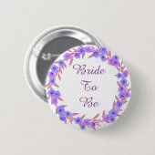 Bruid om lavendel bloemenkrans ronde button 5,7 cm (Voorkant /achterkant)