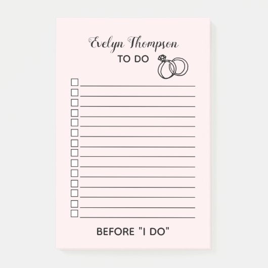 Bruid om te doen lijst bruiloft post-it® notes (Voorkant)