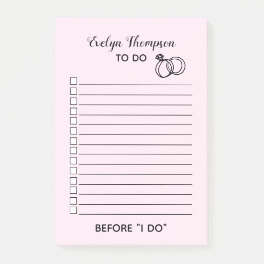Bruid om te doen lijst bruiloft post-it® notes (Voorkant)