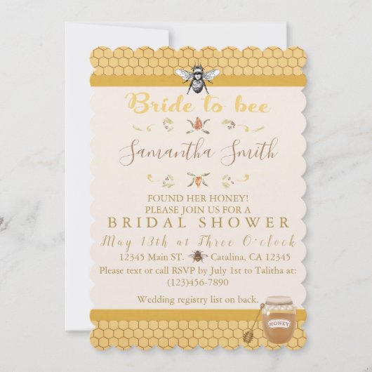 bruid om te zijn bruids douche uitnodigingen (Voorkant)