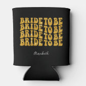 Bruid om te zijn Gouden Glitter Tekst met Naam, Zw Blikjeskoeler (Achterkant)