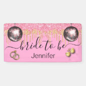 bruid om te zijn, roze gouden glitters disco Bache Spandoek (Horizontaal)