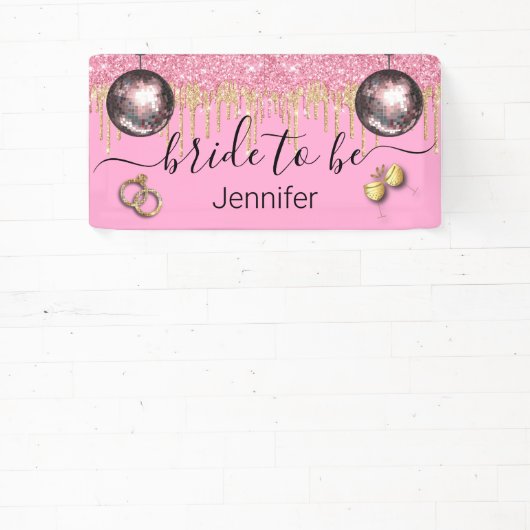 bruid om te zijn, roze gouden glitters disco Bache Spandoek (Insitu)