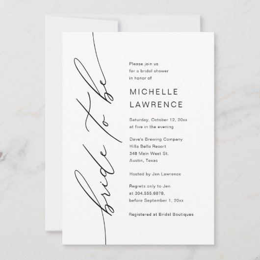 Bruid om te zijn, Vrijgezellenfeest Dinner Party Kaart (Voorkant)