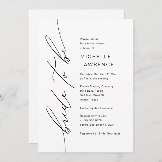 Bruid om te zijn, Vrijgezellenfeest Dinner Party Kaart (Voorkant / Achterkant)