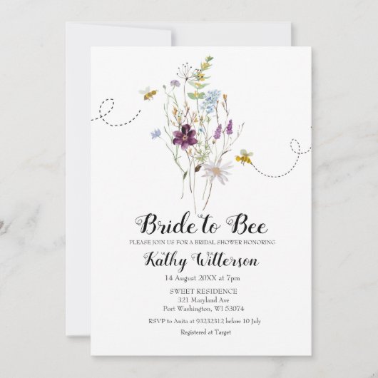 Bruid om te zijn Wildflowers Bruids Douche Uitnodi Kaart (Voorkant)