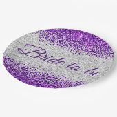 Bruid om Wit/Zilver Paarse te zijn Papieren Bordje (Gekanteld)