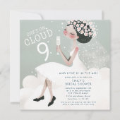 Bruid op Cloud 9 Blauwgroen Vrijgezellenfeest Squa Kaart (Voorkant)