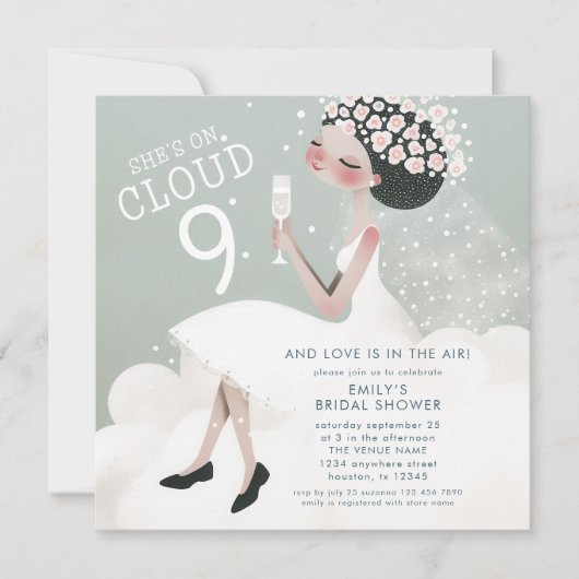 Bruid op Cloud 9 Blauwgroen Vrijgezellenfeest Squa Kaart (Voorkant)