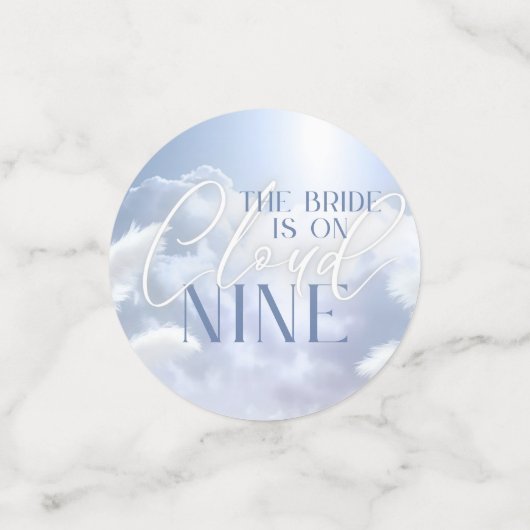 Bruid op Cloud Nine 9 | Pampa's, wolken, blauwe lu Confetti (Kleine voorkant)