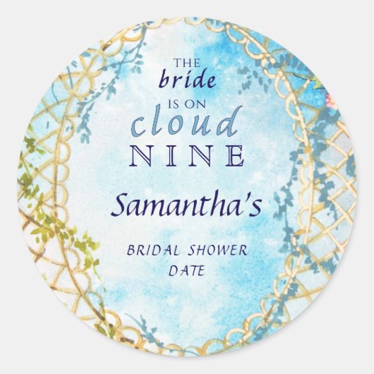 Bruid op Cloud Nine Rococo Revival Bruidsfeest Ronde Sticker (Voorkant)