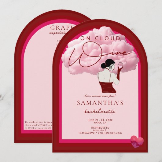 Bruid op Cloud Wijn Napa Winery Bachelorette Party Kaart (Voorkant / Achterkant)
