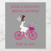 Bruid op fiets Vrijgezellenfeest Wijnlabel Wijn Etiket (Enkel label)