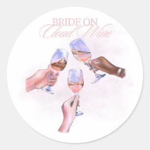 Bruid op Wijnwolk Grappig Bruiloftsfeest Design Ronde Sticker