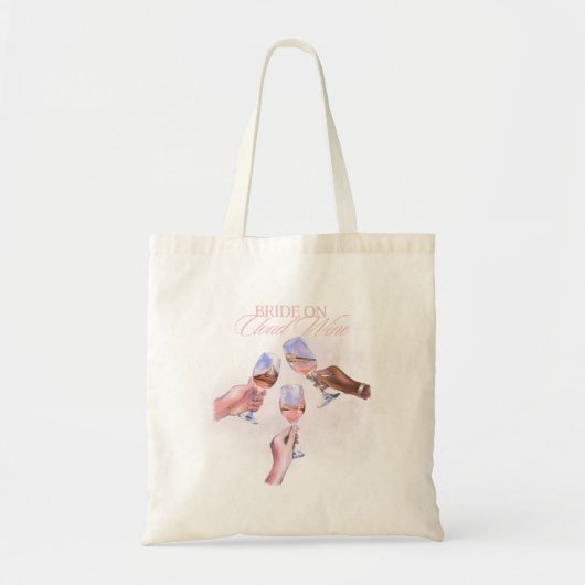 Bruid op Wijnwolk | Grappig Bruiloftsfeest Design Tote Bag (Voorkant)
