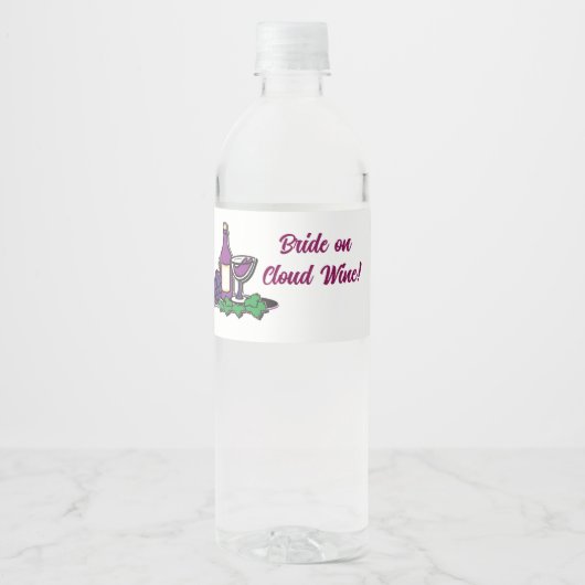 Bruid op Wijnwolk! Waterfles Etiket (Voorkant)