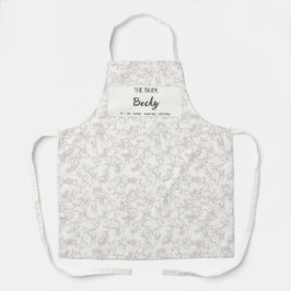 Bruid op witte bloemmotief Trouwfeest Schort