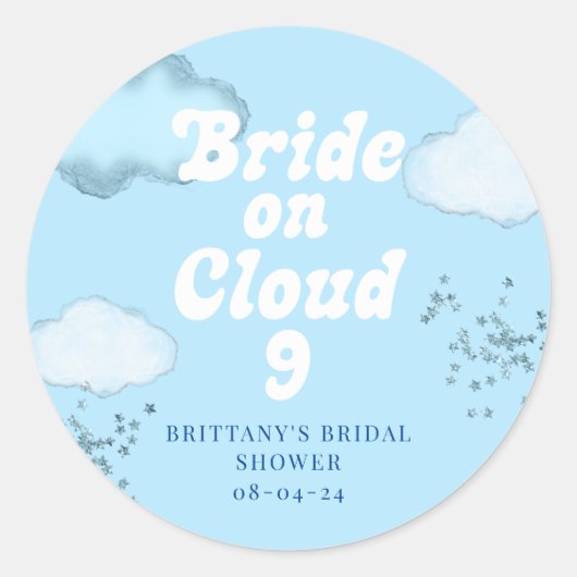 Bruid op Wolk 9 Bruidsfeest Bachelorette Ronde Sticker (Voorkant)