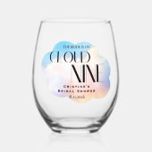 Bruid op wolk 9 Kleurrijke Pastel Vrijgezellenfees Wijnglas Zonder Voet (Voorkant)