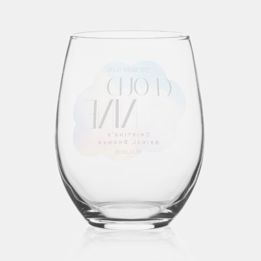 Bruid op wolk 9 Kleurrijke Pastel Vrijgezellenfees Wijnglas Zonder Voet (Achterkant)