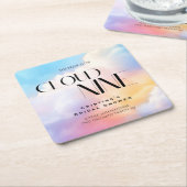 Bruid op wolk 9 Kleurrijke Pastelkleurige Bruidsdo Kartonnen Onderzetters (Schuin)