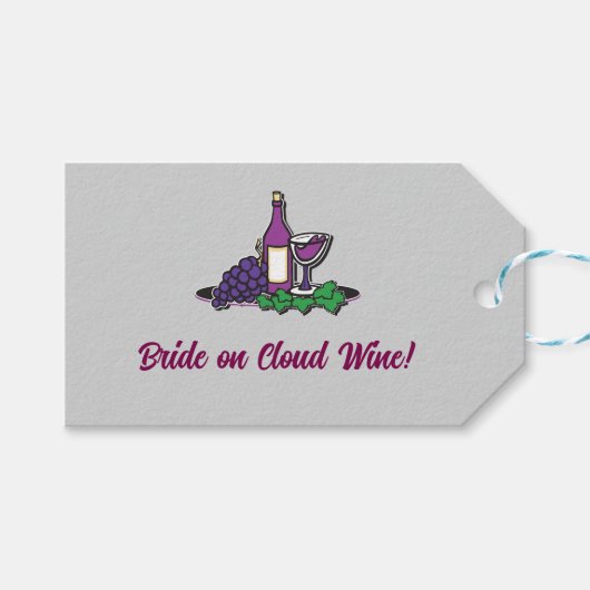 Bruid op wolk wijn! cadeaulabel (Voorkant (Horizontaal))