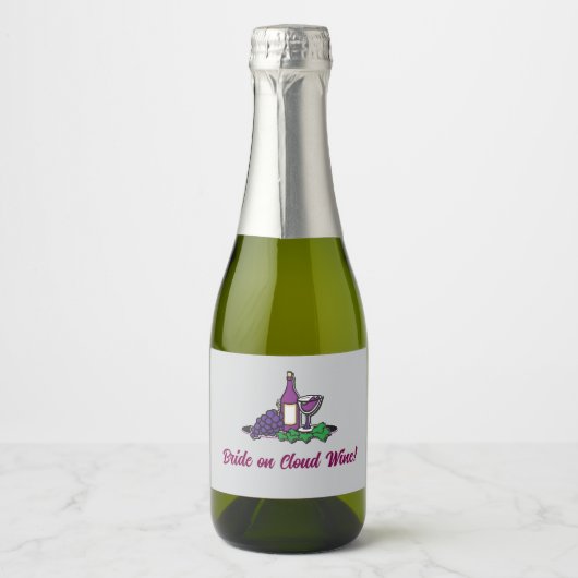 Bruid op wolk wijn! sparkling wijnetiket (Voorkant)