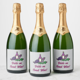 Bruid op wolk wijn! sparkling wijnetiket