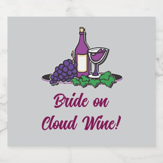 Bruid op wolk wijn! sparkling wijnetiket (Enkel label)