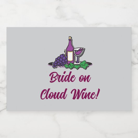 Bruid op wolk wijn! voedselcontainer etiket (Enkel label)